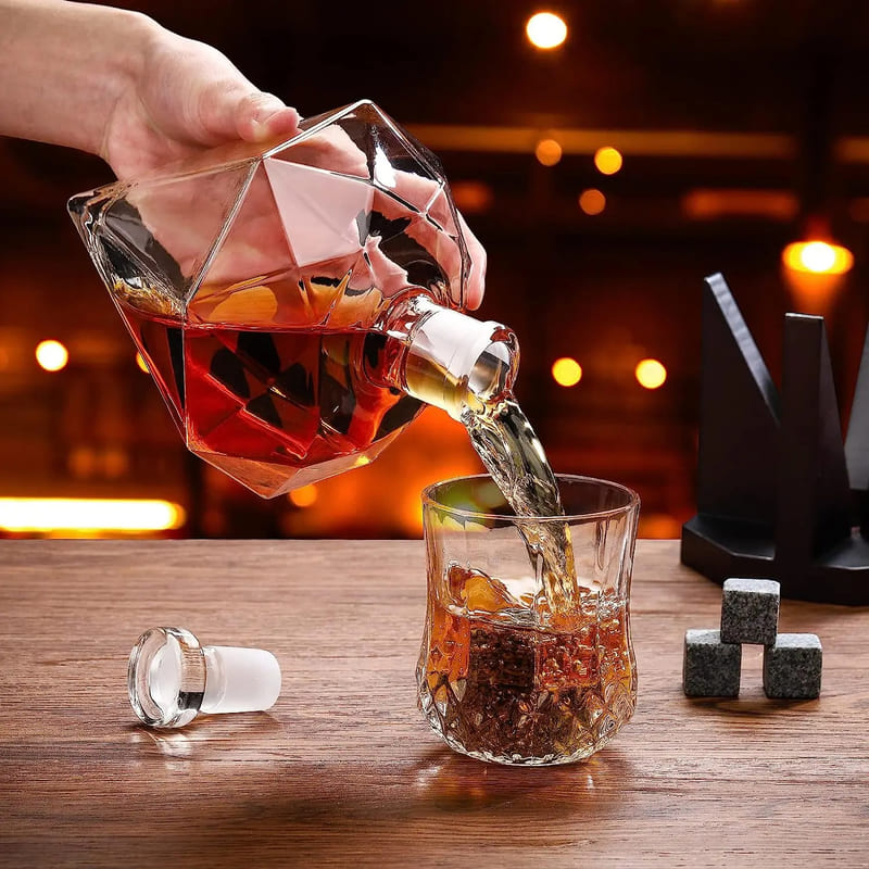 Decanter de Vinho e Whisky Vidro Diamante Home Bar Casa & Coza