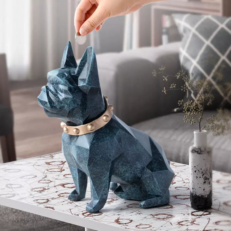 Decoração de Mesa Cofre de Resina Buldogue Francês  Casa & Coza