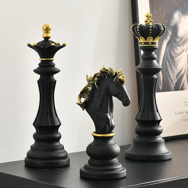Decoração de Mesa Resina Estátua Peças de Xadrez Casa & Coza
