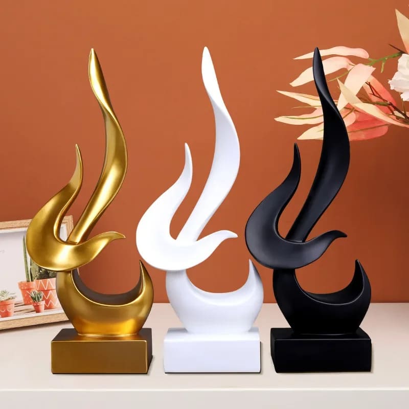 Decoração de Sala Resina Escultura Abstrata Chamas Casa & Coza