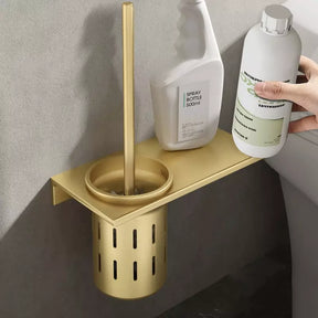 Escova Sanitária para Banheiro com Suporte Alumínio Dourado Casa & Coza
