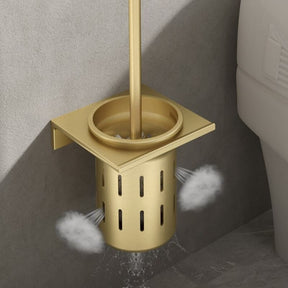 Escova Sanitária para Banheiro com Suporte Alumínio Dourado Casa & Coza