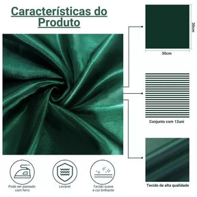 Jogo Guardanapos de Tecido Mesa Posta Cetim 12 peças Casa & Coza