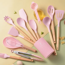 Kit Utensílios de Cozinha 14 Peças Silicone Com Organizador Casa & Coza