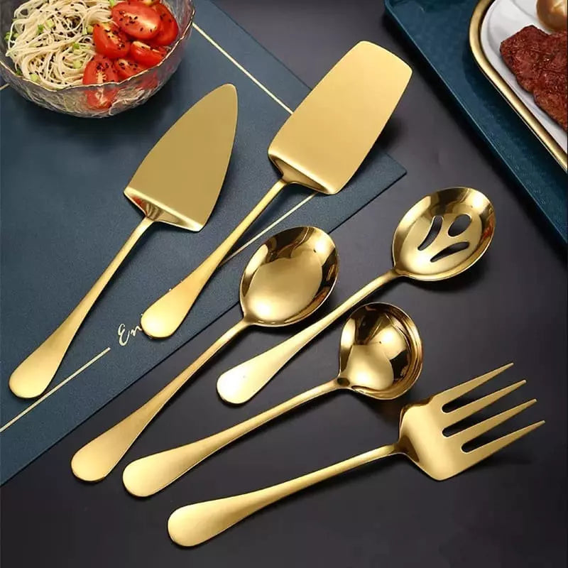 Kit Utensílios de Cozinha 6 Peças Inox Dourado Casa & Coza