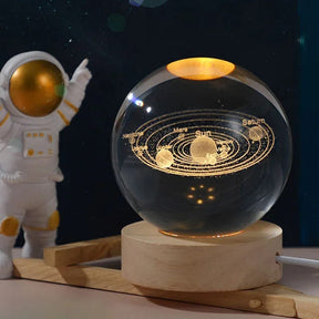 Luminária de Mesa LED Luz Noturna 3D Bola Cristal Casa & Coza