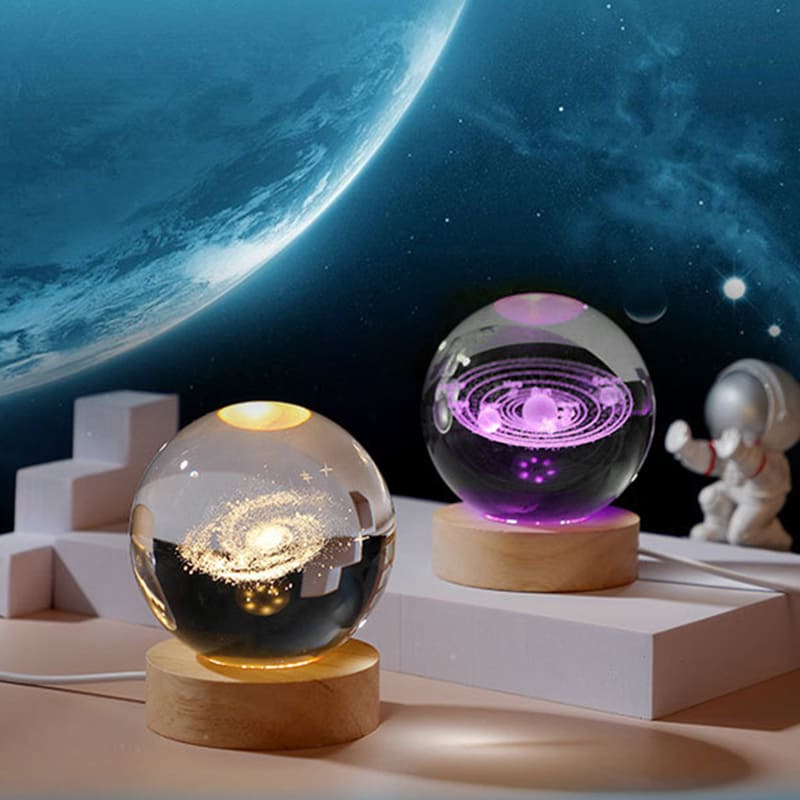 Luminária de Mesa LED Luz Noturna 3D Bola Cristal Casa & Coza