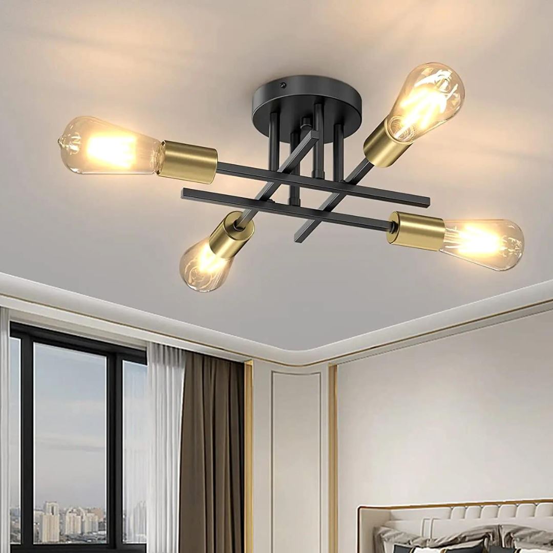 Lustre Luminária de Teto Industrial Moderno Casa & Coza