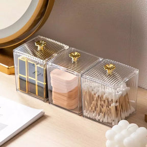 Organizador Porta Cotonete e Algodão Acrílico com Tampa Casa & Coza