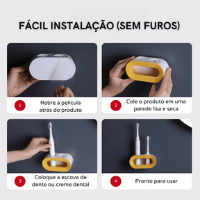 Porta Escova de Dente e Pasta Parede Organizador Casa & Coza