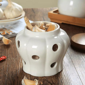Pote de Cerâmica com Tampa de Madeira Decorativo Casa & Coza