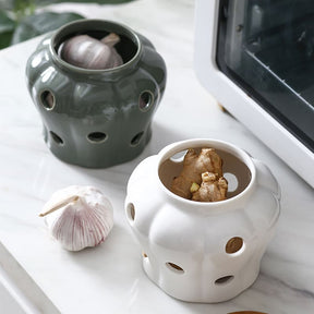 Pote de Cerâmica com Tampa de Madeira Decorativo Casa & Coza