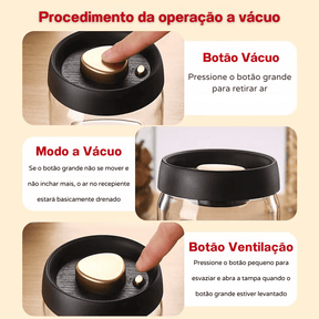 Pote de Vidro com Tampa Hermética Café a Vácuo Casa & Coza
