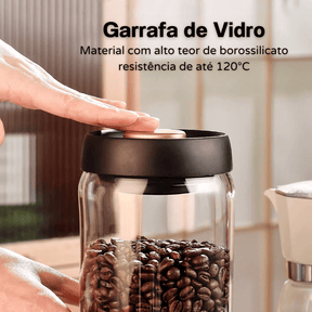 Pote de Vidro com Tampa Hermética Café a Vácuo Casa & Coza