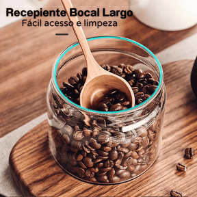 Pote de Vidro com Tampa Hermética Café a Vácuo Casa & Coza