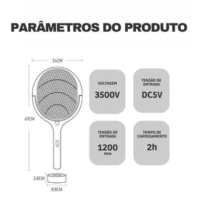 Raquete Elétrica Armadilha Mata Mosquito Casa & Coza