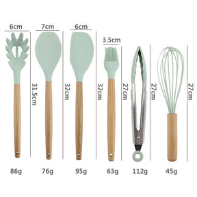 Conjunto Profissional com 12 Utensílios para Cozinha de Silicone Antiaderente