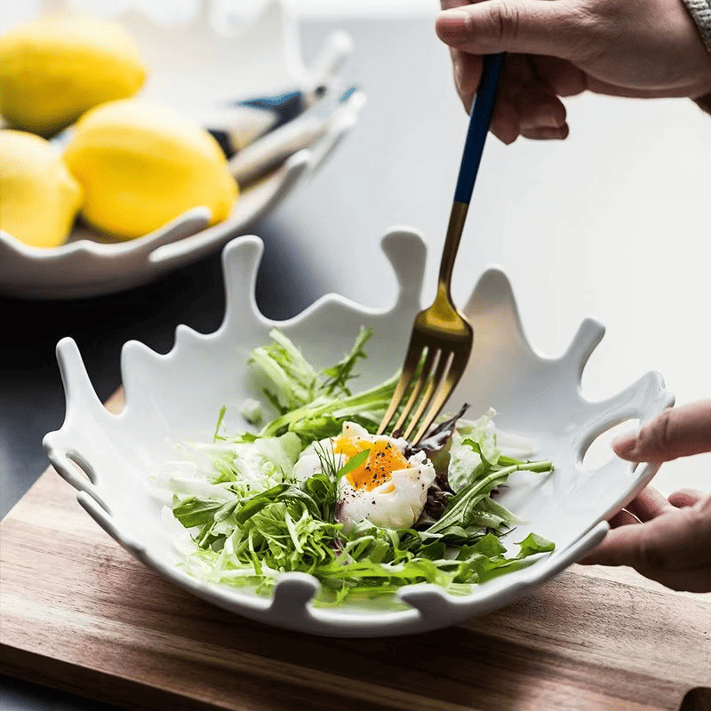 Saladeira Prato de Cerâmica Irregular Mesa Posta Casa & Coza