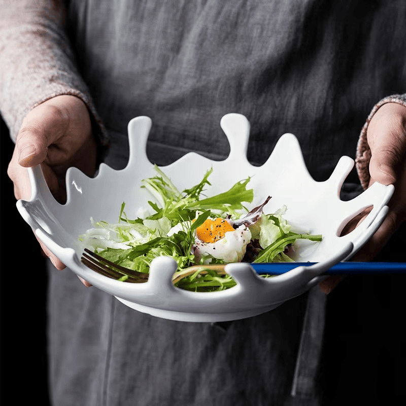 Saladeira Prato de Cerâmica Irregular Mesa Posta Casa & Coza