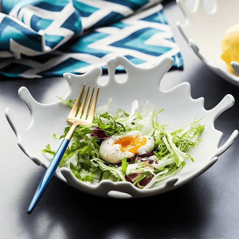 Saladeira Prato de Cerâmica Irregular Mesa Posta Casa & Coza