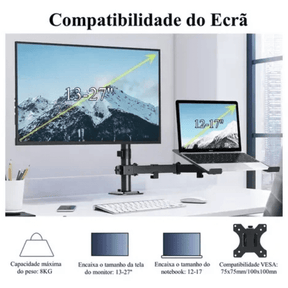 Suporte Monitor e Notebook Articulado para Mesa Casa & Coza