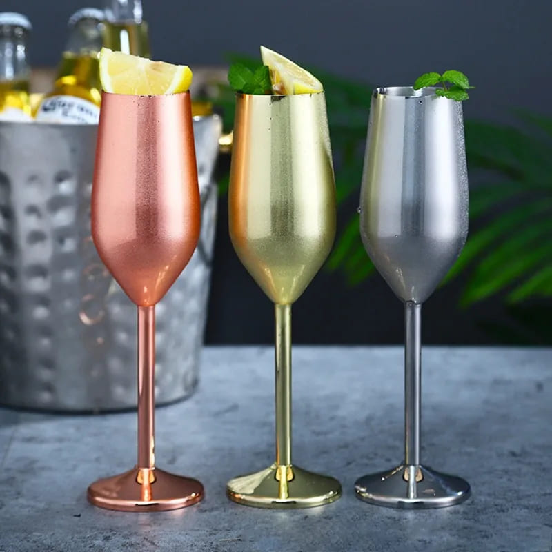 Taça de Champanhe Espumante Colorida Inox Bar em Casa