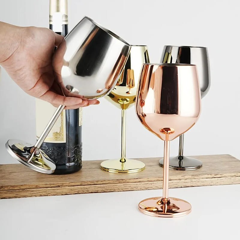 Taça de Vinho Colorida Inox Inquebrável Bar em Casa Casa & Coza