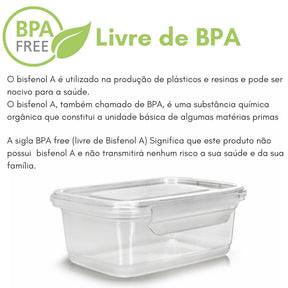 Kit 12 Potes para Marmitas Fitness 750 ml com trava, livre BPA - Casa e Coza