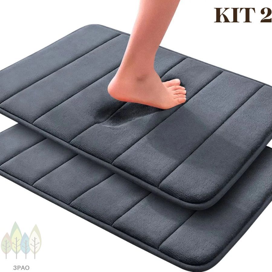 Kit 2 Tapete de Banheiro Antiderrapante Soft Macio Luxo 60x40 - Casa & Coza