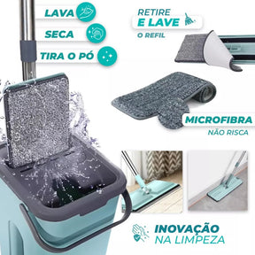 Flat Mop 2 Refis Esfregão Com Balde  - Casa & Coza