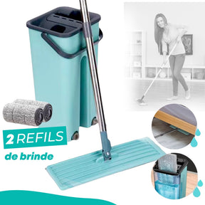 Flat Mop 2 Refis Esfregão Com Balde  - Casa & Coza
