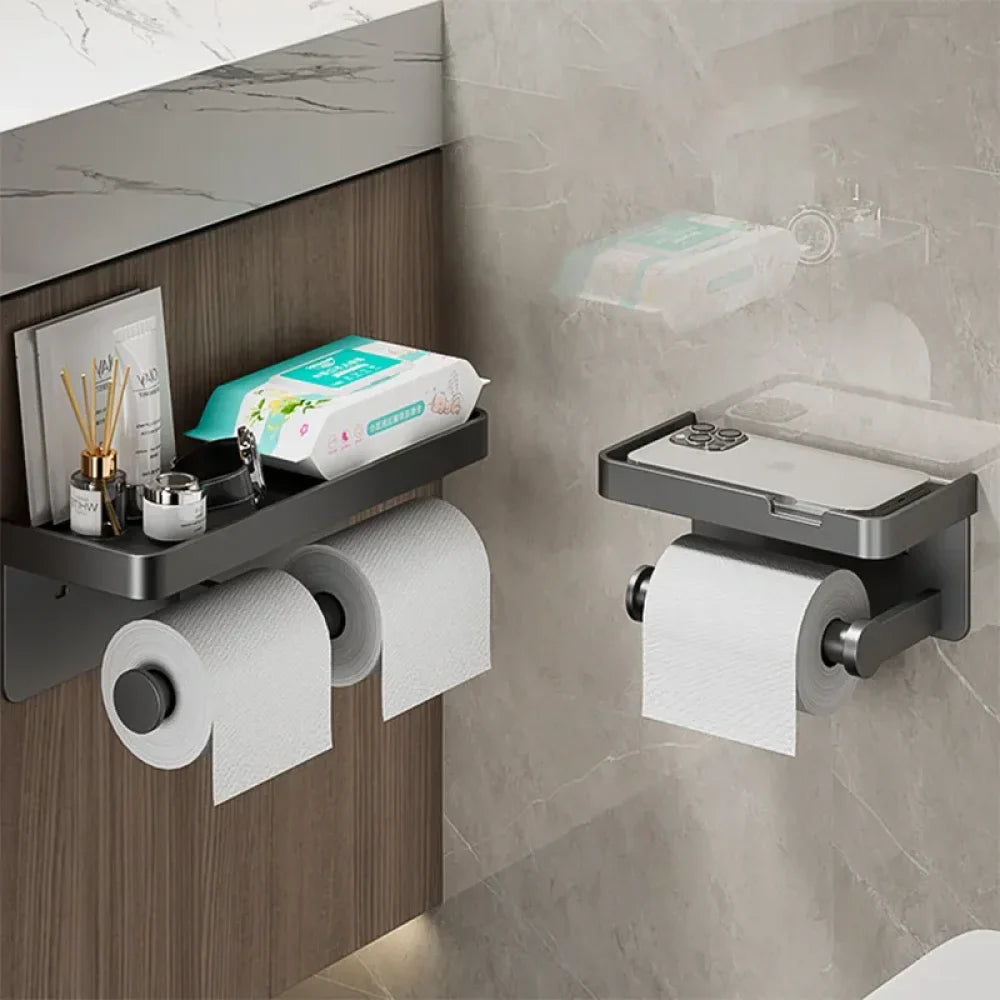 Suporte de Papel Higiênico com Apoio de Celular - Casa & Coza