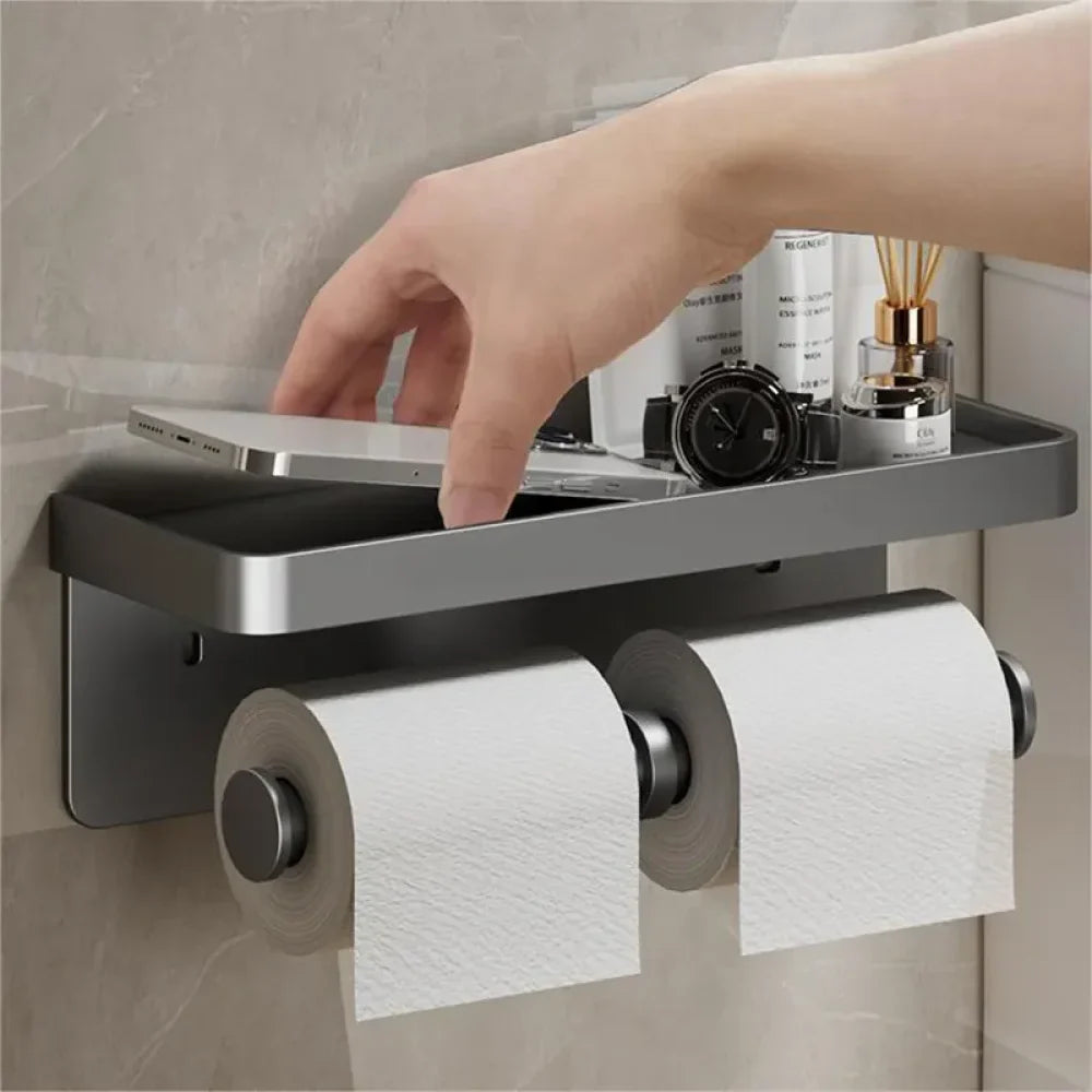 Suporte de Papel Higiênico com Apoio de Celular - Casa & Coza